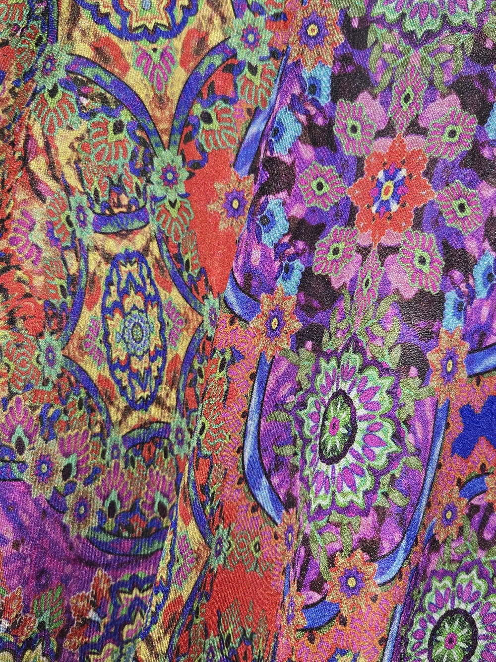 NWT Luli Fama Multicolor Tropical Paisley Boho Chic Ruched Beach Cover Up XS - Picture 8 of 12